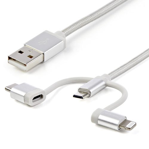  Cable de 2m USB Multi Carga - Lightning, USB C, Micro USB - Cable para Smartphone USB Tipo C - Startech