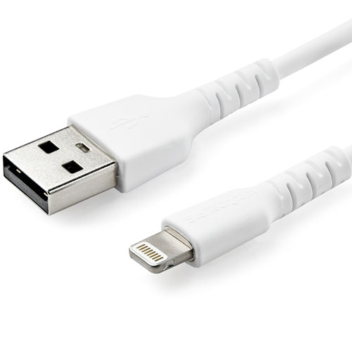  Cable Resistente USB-A a Lightning de 1 m Blanco - Cable USB Tipo A a Lightning con Fibra de Aramida - MFi (RUSBCLTMM1M) - Startech