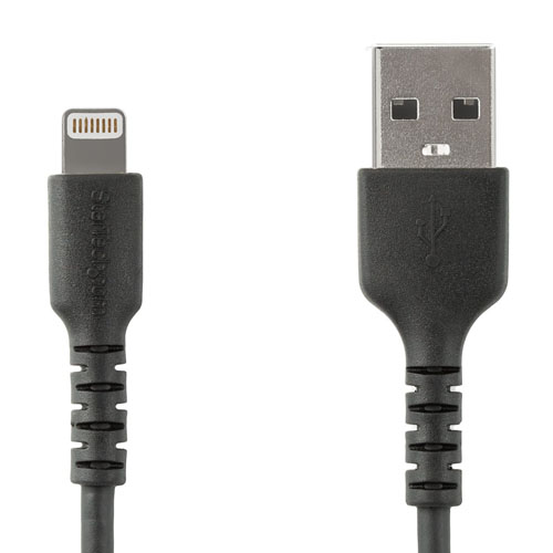  Cable Resistente USB-A a Lightning de 1 m Negro - Cable USB Tipo A a Lightning con Fibra de Aramida - MFi (RUSBCLTMM1MB) - Startech