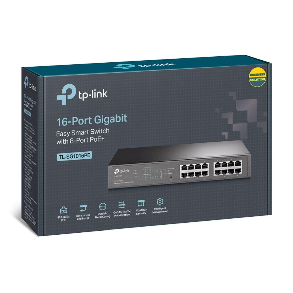 TP-LINK - Switch Easy Smart de 16 Puertos Gigabit con 8 Puertos PoE+ - TL-SG1016PE