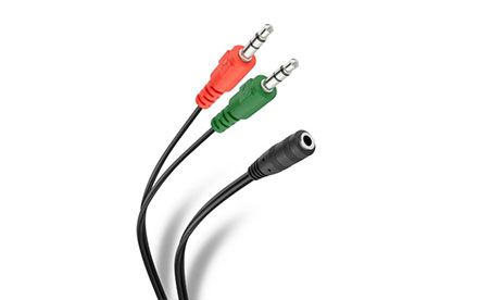 Cable auxiliar 2 plug 3,5 mm a jack 3,5 mm TRRS de 17 cm