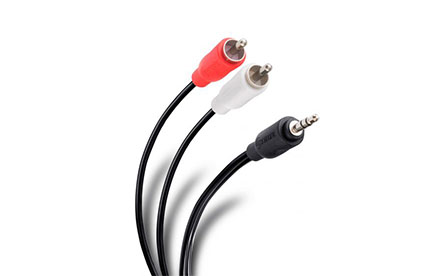 Cable plug 3,5 mm a 2 plug RCA de 15 cm, ultradelgado