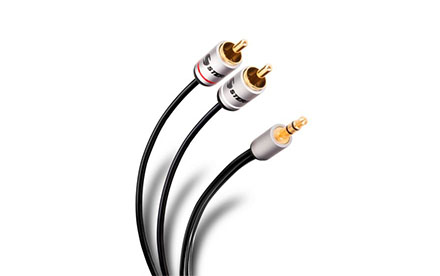 Cable plug 3,5 mm a 2 plug RCA de 1,8 m, ultradelgado y conectores reforzados
