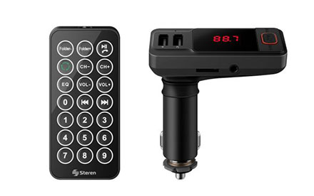 Transmisor FM Bluetooth con cargador USB y reproductor MP3