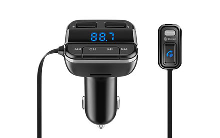 Transmisor FM Bluetooth con noise cancelling, cargador USB y reproductor MP3