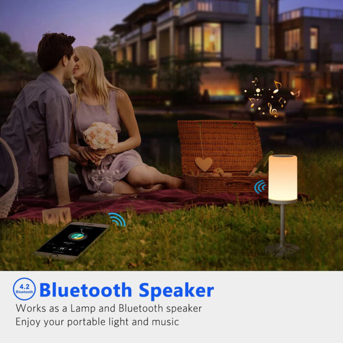 Lámpara de mesa con sensor táctil, bluetooth y altavoz con luz nocturna