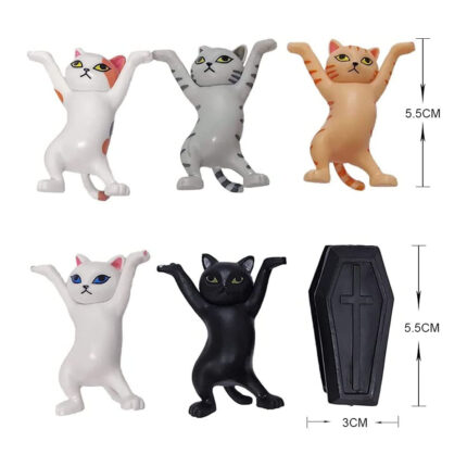 Pack de 5 gatitos bailando, funcionan de adorno y soporte para accesorios