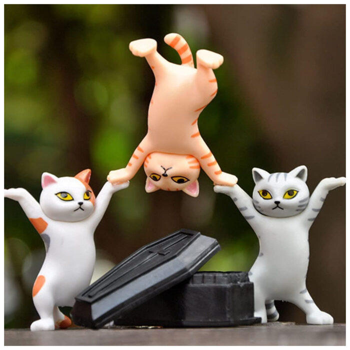 Pack de 5 gatitos bailando, funcionan de adorno y soporte para accesorios