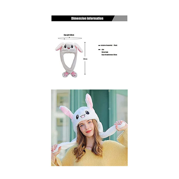 2 Sombreros de conejo, orejas con movimiento, color blanco