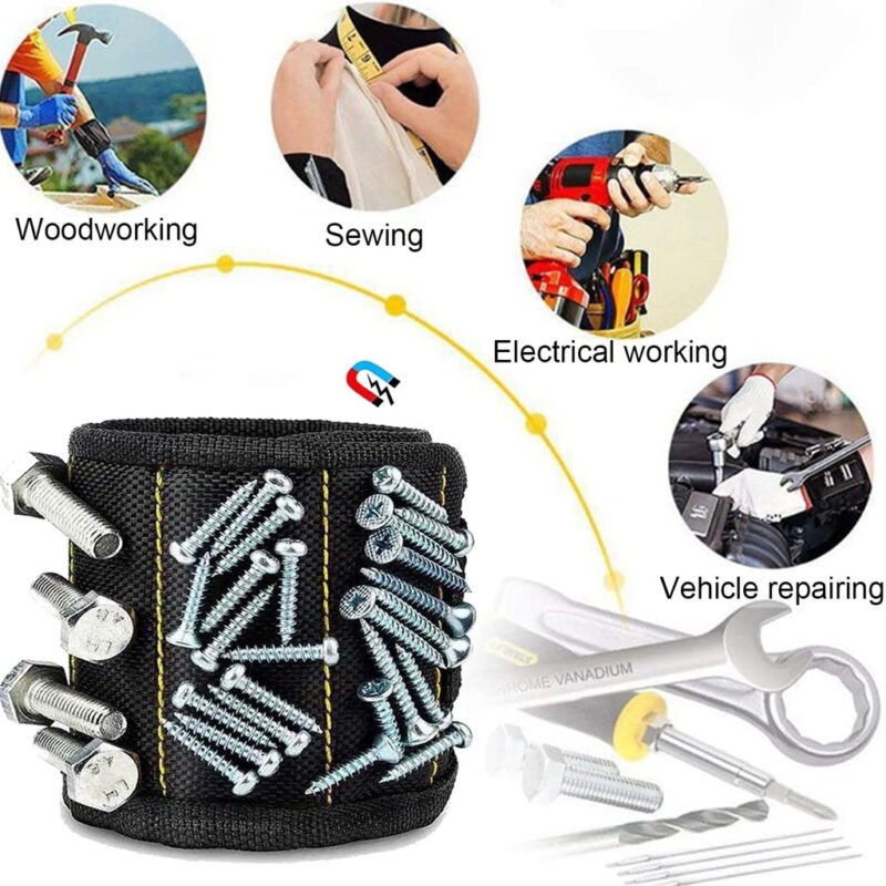 Pulsera magnética para sujetar tornillos, clavos y brocas de perforación