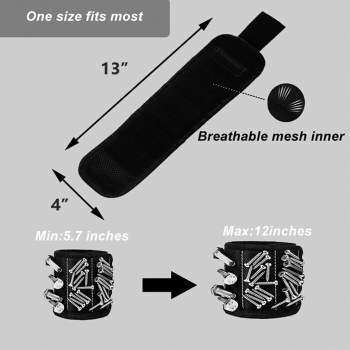 Pulsera magnética para sujetar tornillos, clavos y brocas de perforación