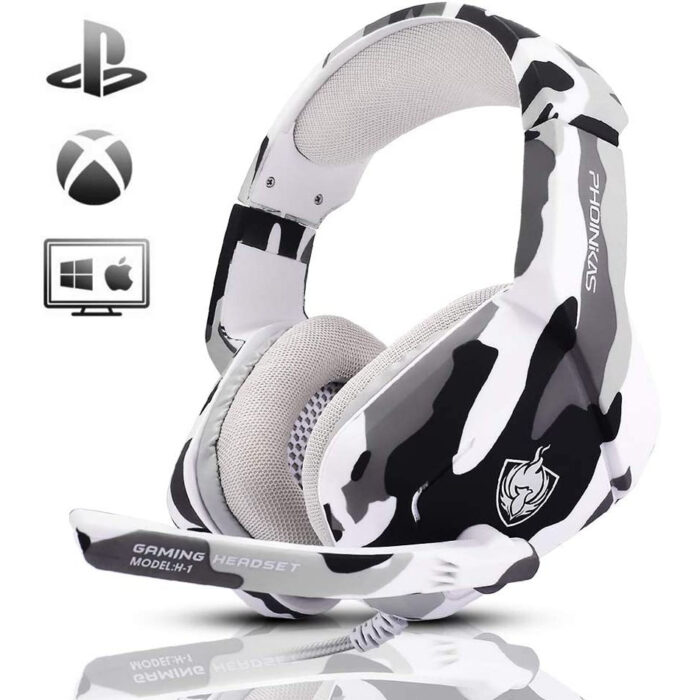 Auriculares Gaming para PS4, Xbox One, computadora, laptop, Mac, PS4 con micrófono, cancelación de ruido, sonido envolvente, luz LED