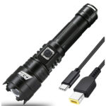 Linterna recargable USB de alta luminosidad, 5 modos, funciona como batería de 4800 mAh, impermeable, luz LED súper brillante