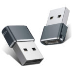 Pack de 2 Adaptadores USB de tipo C a USB A, compatible con laptops, cargadores de batería y demás dispositivos con puertos USB A