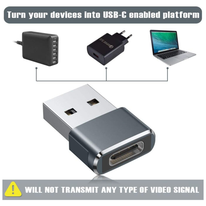 Pack de 2 Adaptadores USB de tipo C a USB A, compatible con laptops, cargadores de batería y demás dispositivos con puertos USB A