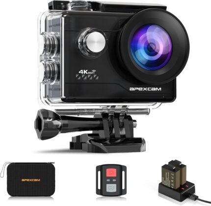 Cámara de acción 4K con WiFi, 20 MP y accesorios de montaje