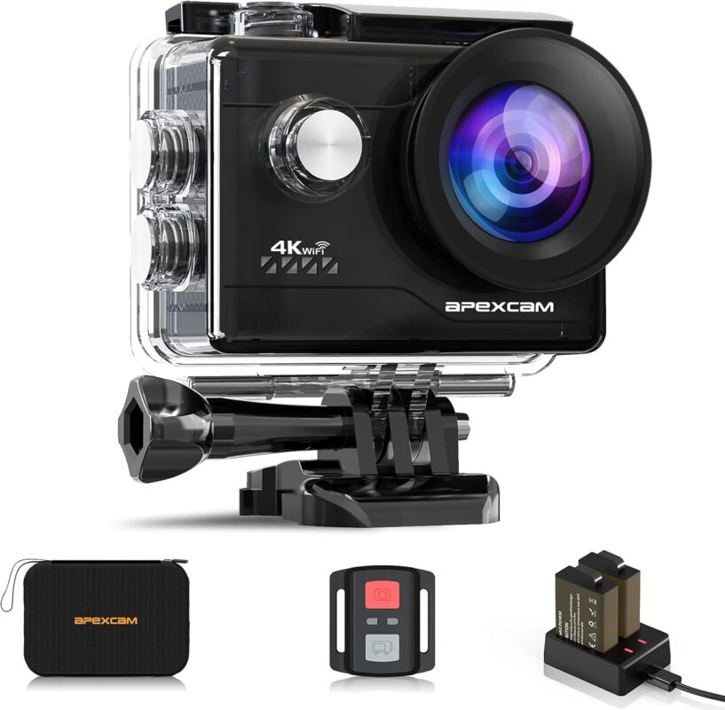 Cámara de acción 4K con WiFi, 20 MP y accesorios de montaje