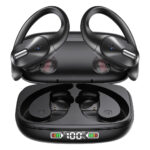 Auriculares Bluetooth impermables con estuche de carga inalámbrica, micrófono integrado y ganchos para las orejas