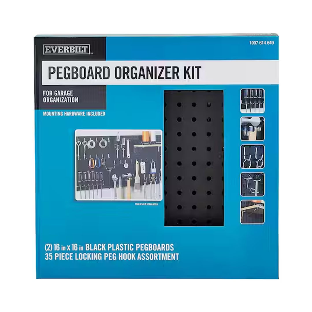 Kit organizador Everbilt Pegboard negro 16x16